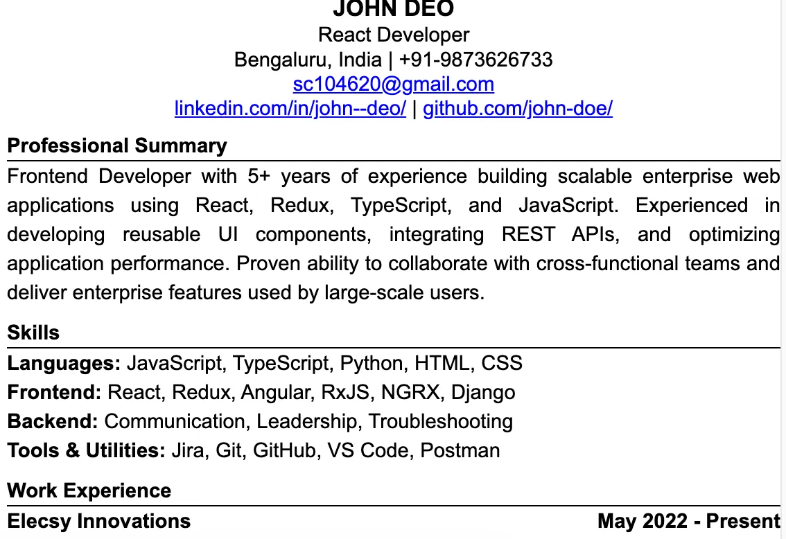 Resume by Elecsy